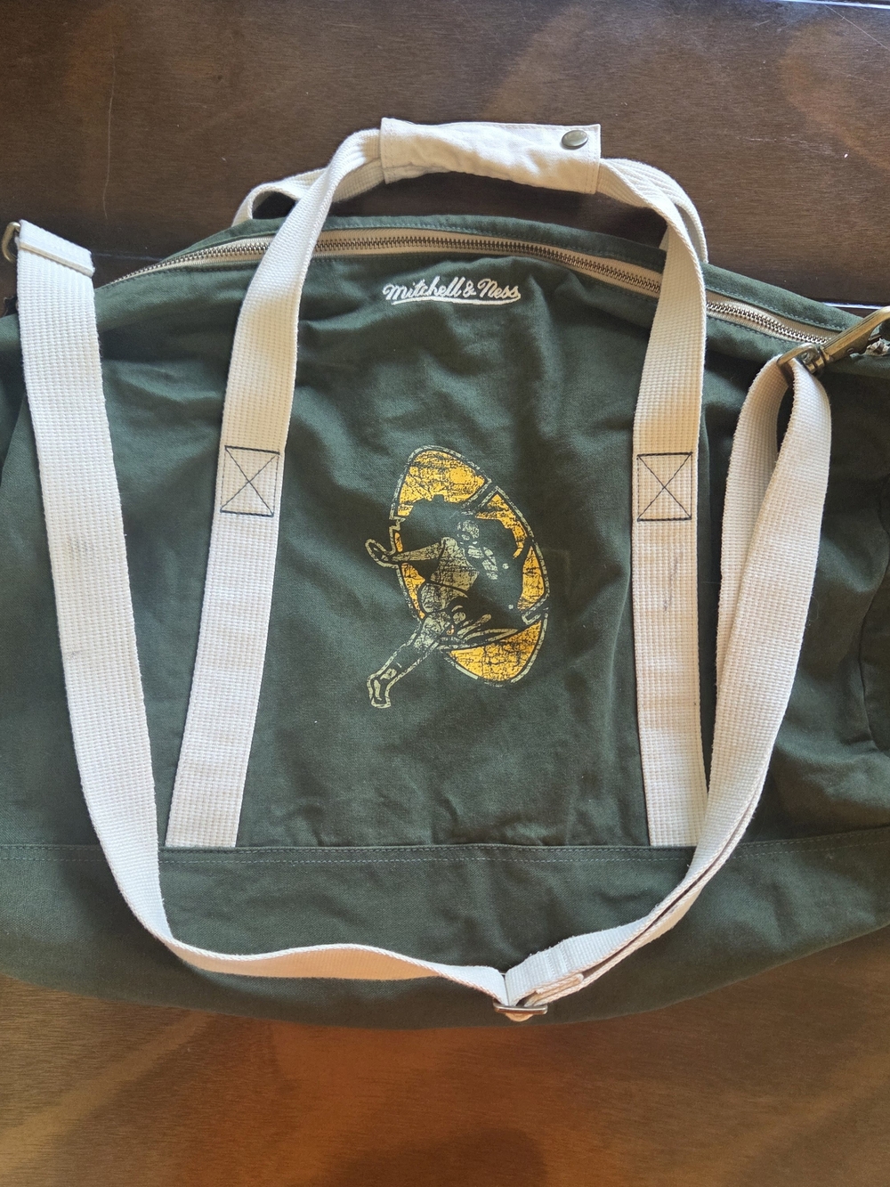 Mitchell & Ness canvas Green Bay duffle bag